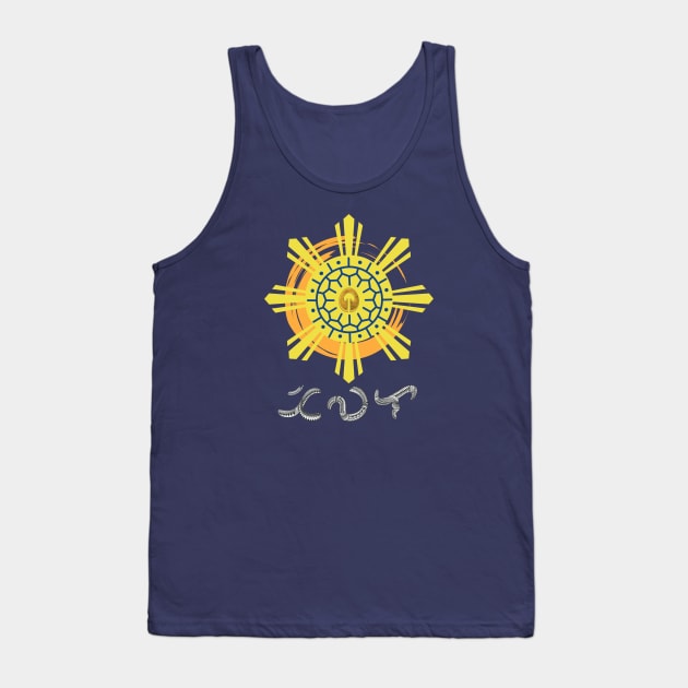 Philippine Sun with Ling-ling-O Amulet / Baybayin word Tiwala (Trust) Tank Top by Pirma Pinas